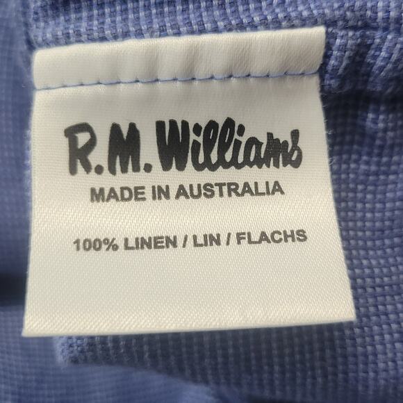 R.M Williams Linen Short Sleeve Shirt Blue Size Small - Picture 4 of 6